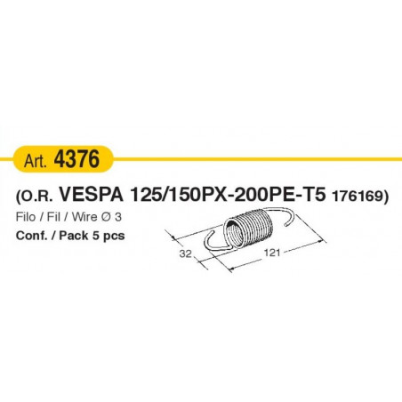 Molla a trazione con filo diam. 3 mm x L 121 mm | 5 pz.