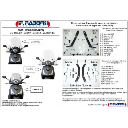 Lastra parabrezza Sym HD300 2019  Summer