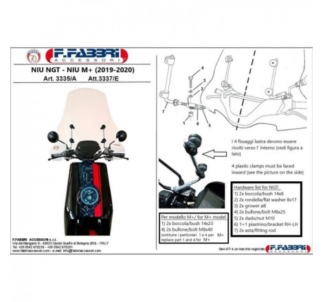 Attacchi parabrezza | Scooter elettrico Niu NGT