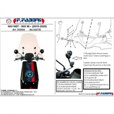 Attacchi parabrezza | Scooter elettrico Niu NGT