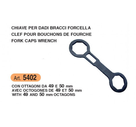 Chiave per bracci forcella con ottagoni da 49 e 50 mm