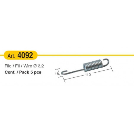 Molla a trazione con filo diam. 3,2 mm x L 110 mm | 5 pz.