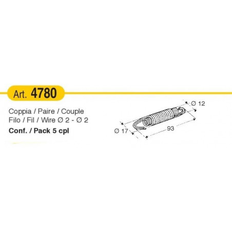 Molla a trazione con filo diam. 2 mm x L 93 mm | 5 pz.