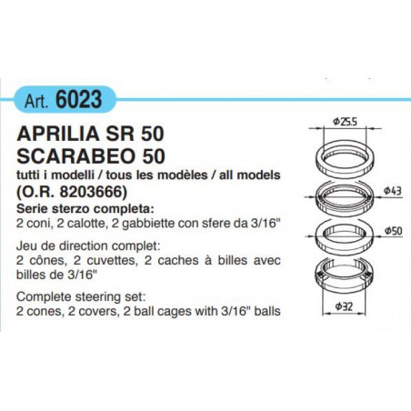 Serie sterzo completa da 3/16''