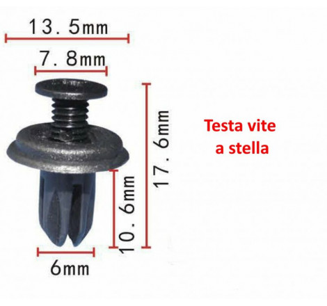 Rivetto in plastica con testa vite a stella