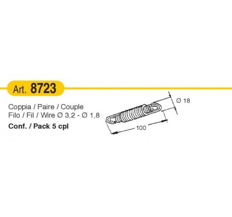 Coppia di molle a trazione con filo diam. 3,2-1,8 mm x L 100 mm | 5 pz.