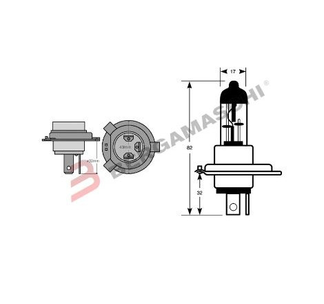 Lampada h4 12v 60/55w alogena p43t