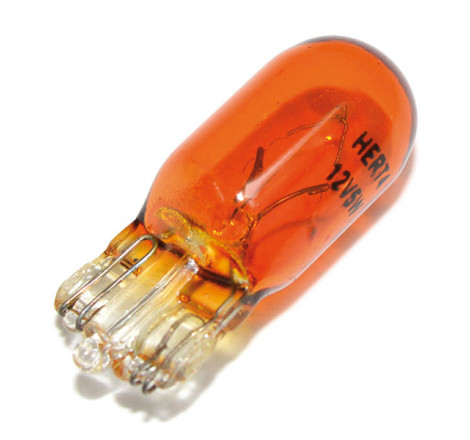 lampada tutto vetro arancio 12v-5w t10